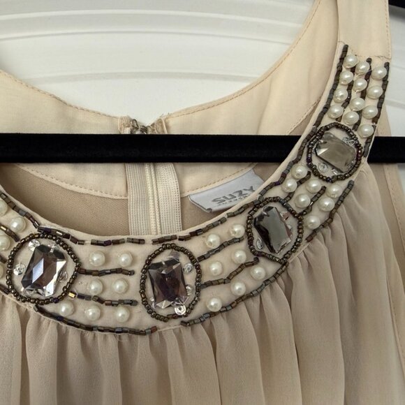 Suzy Shier Cocktail Dress | NWT | Beaded Neckline | Elegant Tailored Fit - Picture 4 of 5